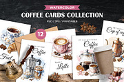 Coffee Cards Collection Watercolor, a Card Template by Iryna Denysova (Thumbnail 1 of 5)