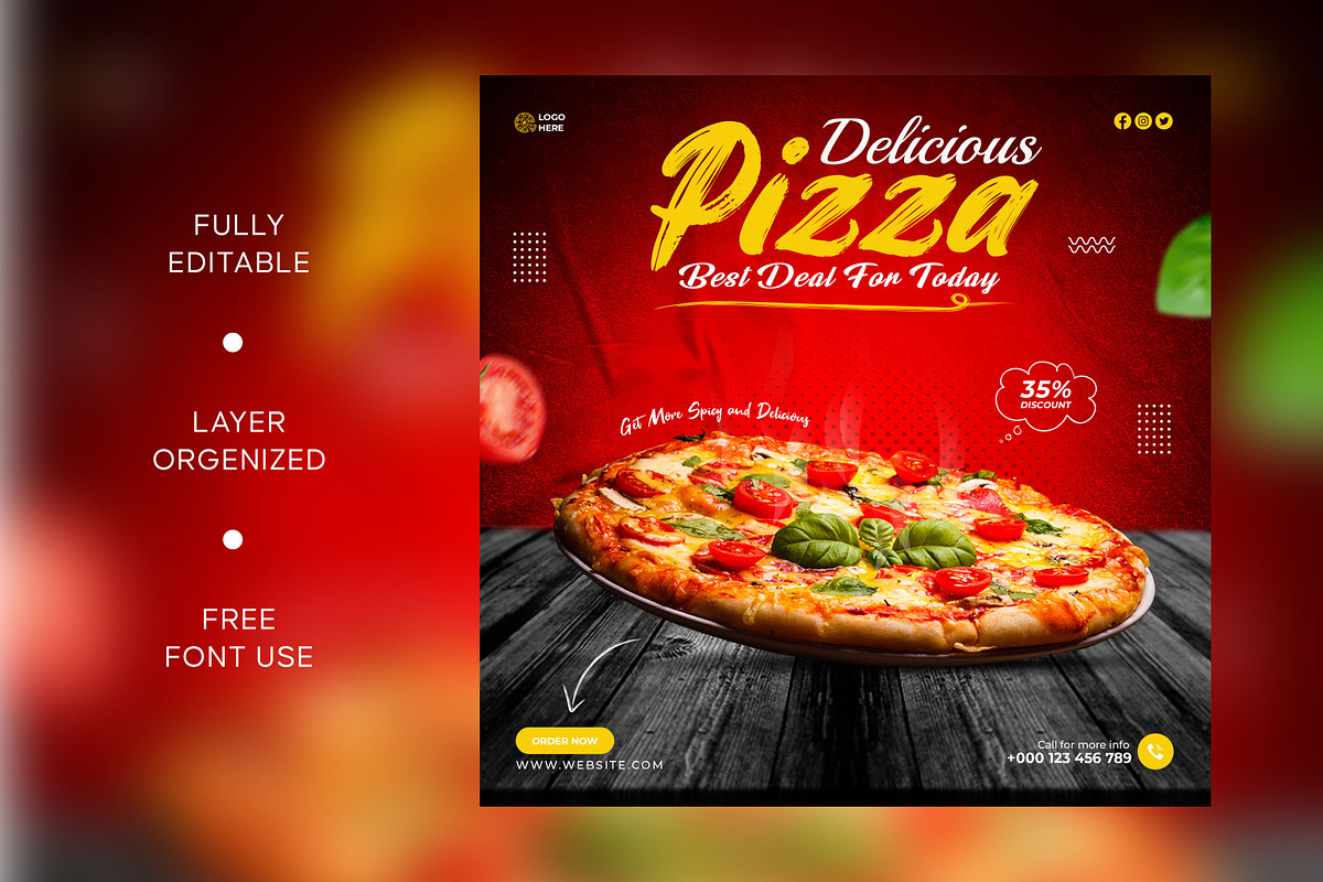 Food social media post template, a Social Media Template by Motaleb Hossain