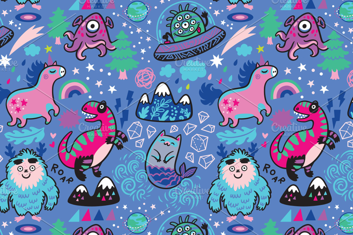 Magic creatures, a Pattern Graphic by PenguinHouse