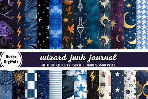 Wizard House Blue Pattern, an Illustration by HubbaDigitals