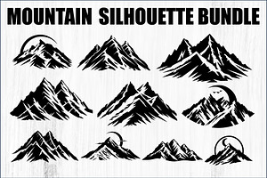 Mountain Tree Silhouette Bundle, an Object Graphic by hafijul