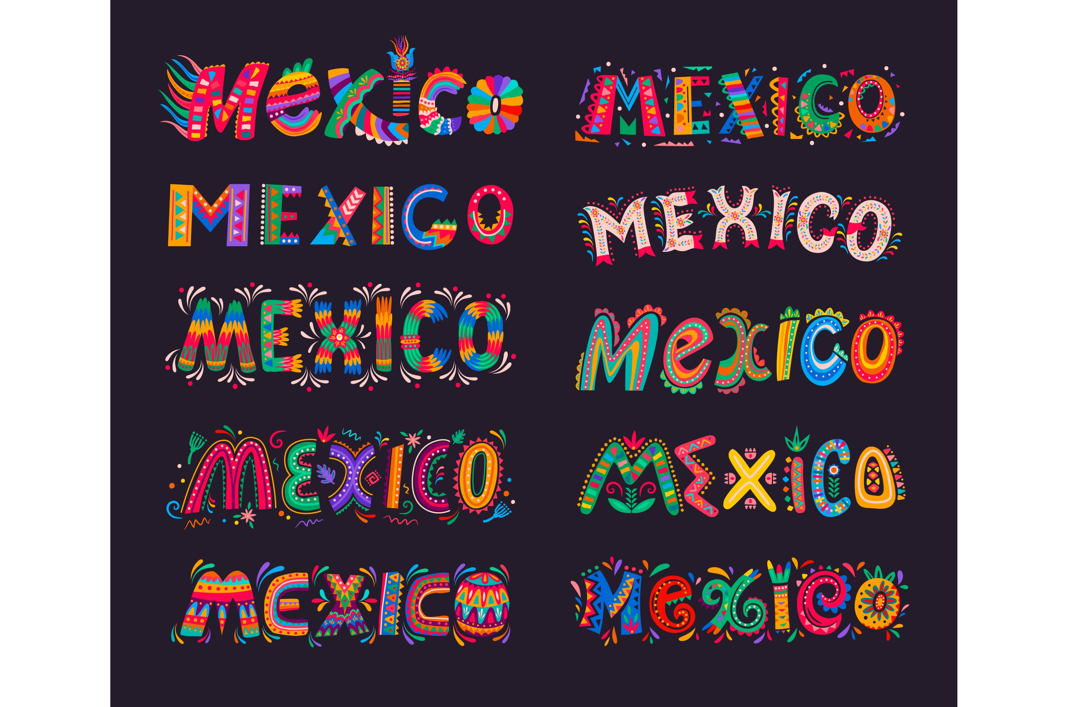 Mexico lettering typography, a Decorative Illustration by Vector Tradition
