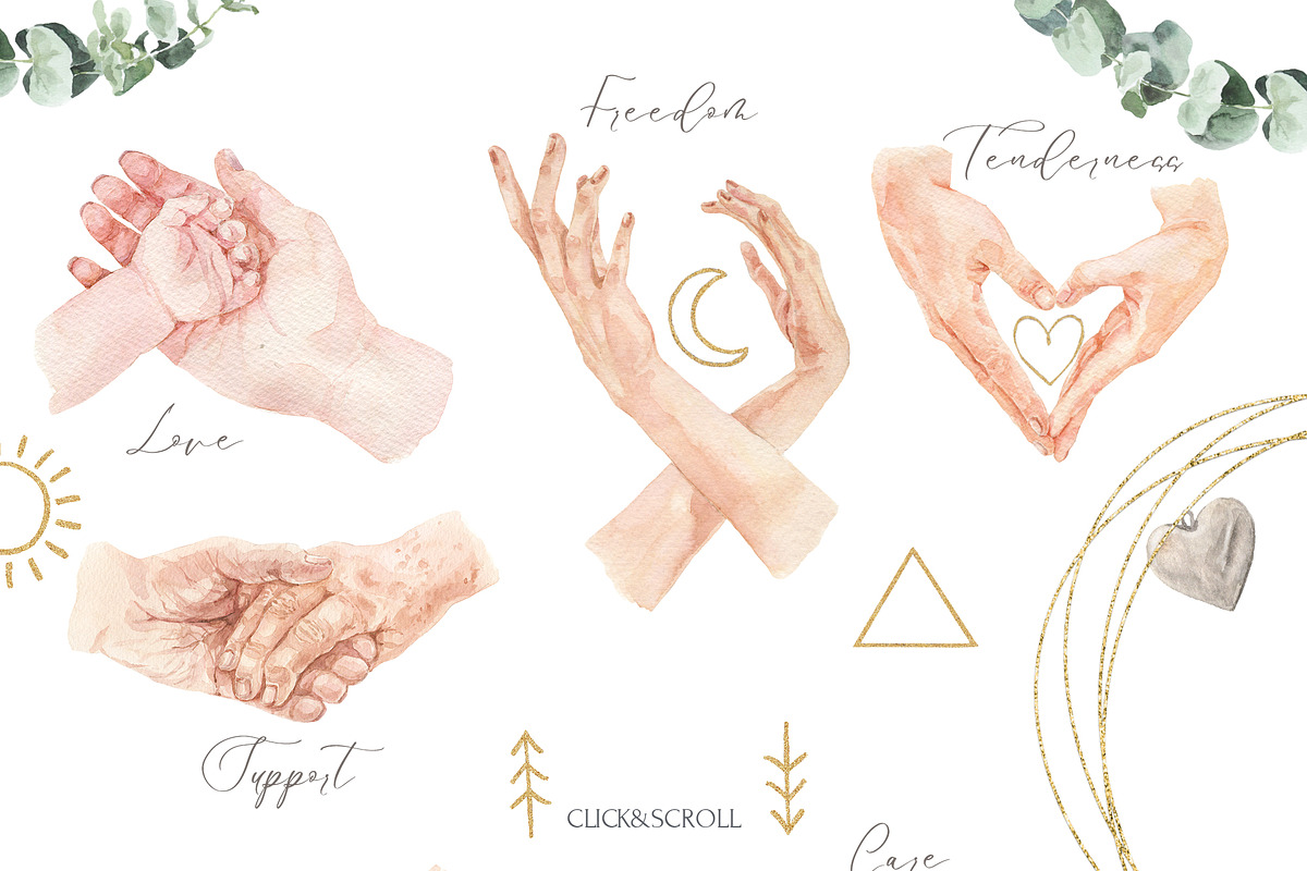 Hands & Relationship Watercolor Set, a Person Illustration by Cat In Colour (Photo 3 of 9)