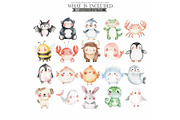 Cute Animals Watercolor Clipart Set, an Animal Illustration by CharmClipart (Thumbnail 17 of 20)