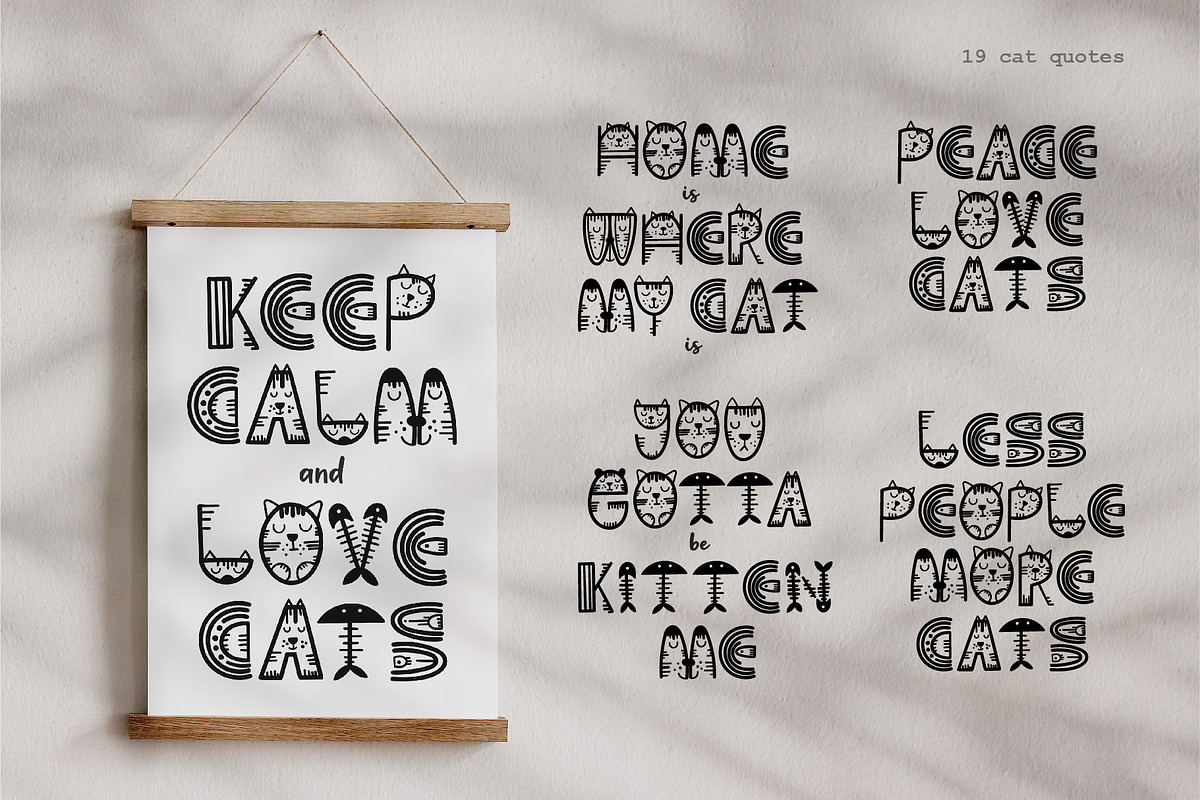 Crazy Cat Font. + Cat quotes, an Animal Illustration by DearLetters (Photo 5 of 7)