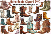 Watercolor Boho Boots Clipart, an Illustration by Sublimation Artist (Thumbnail 1 of 6)