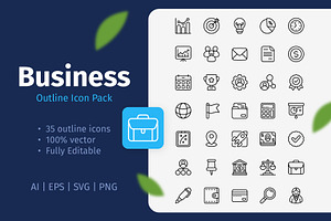 35 Business Outline Icon Pack, an Outline Icon by Bilicube Studio
