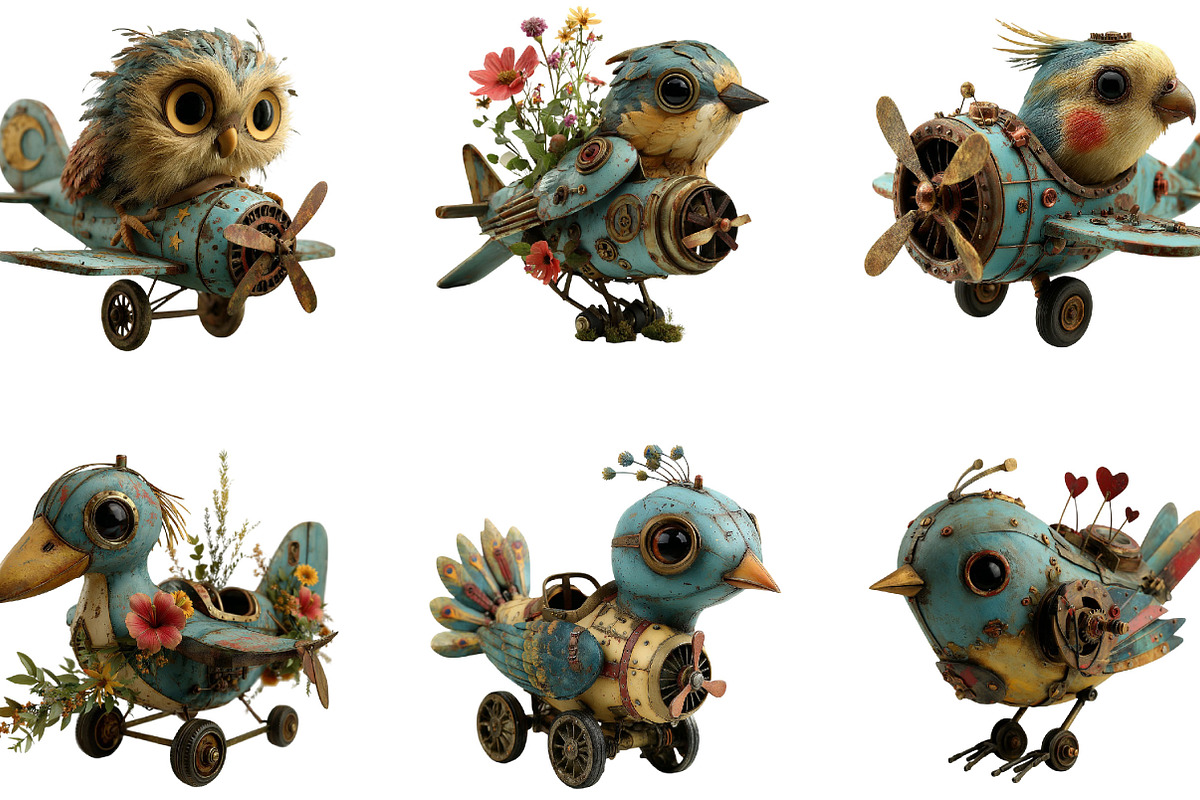 Bird Piloting Whimsical Clipart, a Seasonal Illustration by Designking (Photo 3 of 5)