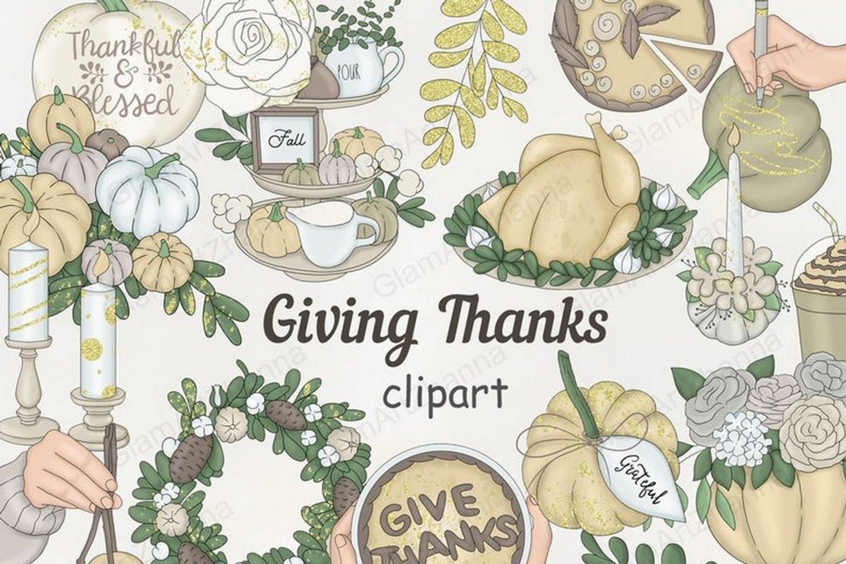 Giving Thanks Clipart, an Illustration by GlamArtZhanna (Photo 1 of 3)