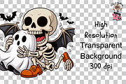 10 Cute Skeleton Hugging Ghost PNG, an Illustration by Clipart Bloom (Thumbnail 9 of 11)