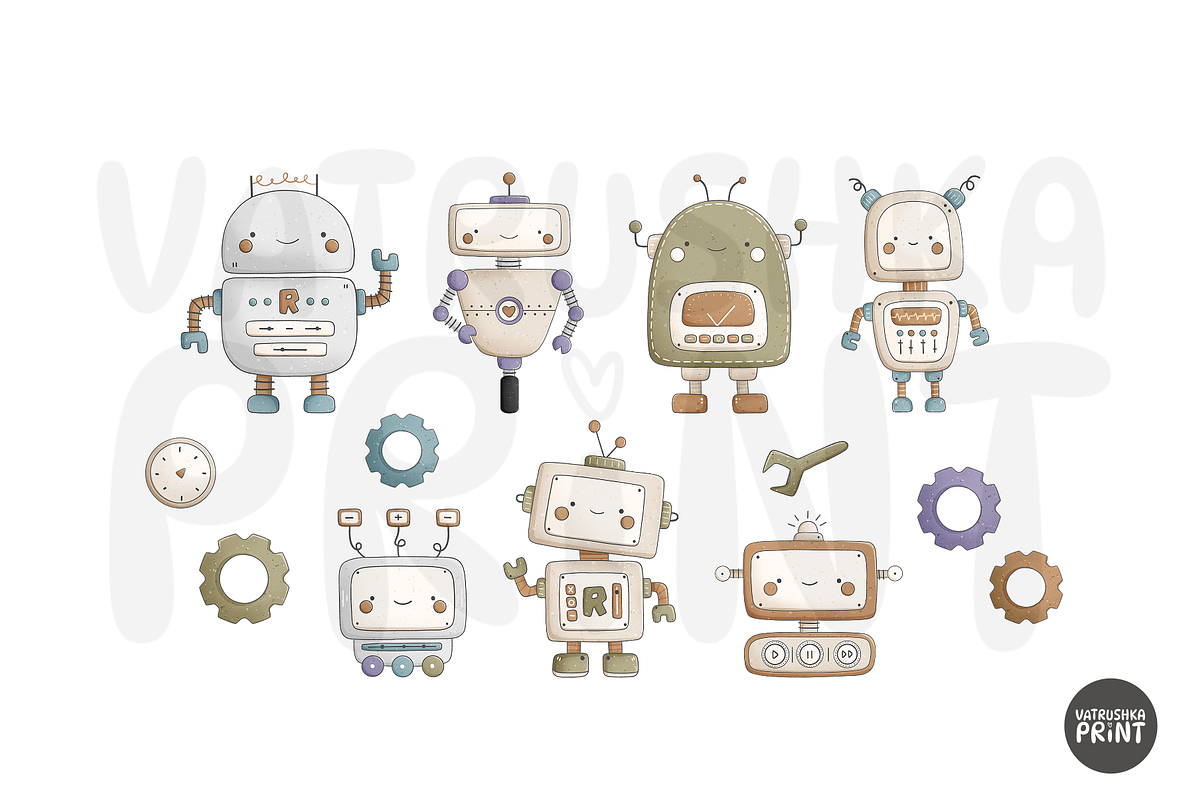 Robots cliparts, an Object Graphic by vatrushkaprint_store (Photo 2 of 4)