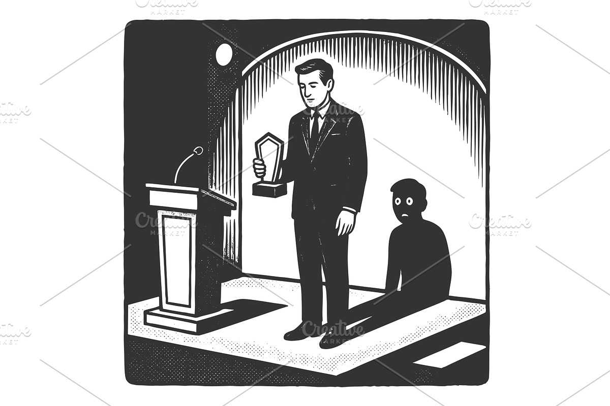 Man winning award while battling, a Person Illustration by AlexArt