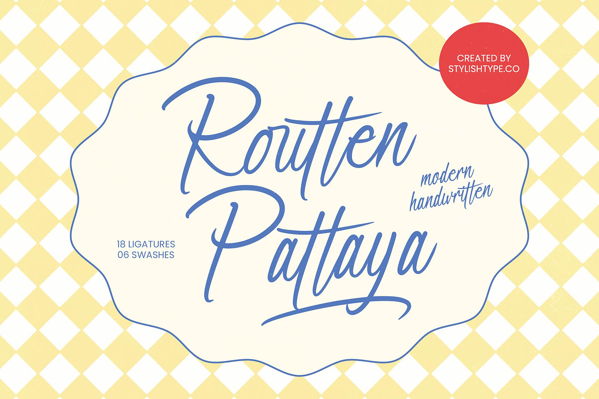 Routten Pattaya Modern Handwritten, a Script Font by stylishtype.co (Photo 1 of 10)