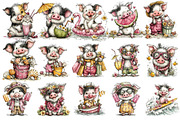 Whimsical Summer Pig Clipart Bundle, a Seasonal Illustration by OK Design (Thumbnail 3 of 6)