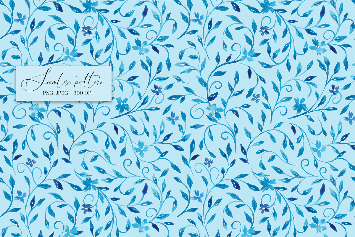 Blue leaves seamless pattern, a Pattern Graphic by SirenaArt (Photo 6 of 12)