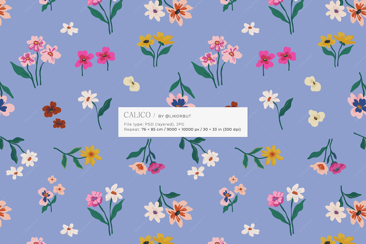 Naive Matte Gouache Floral Pattern, a Pattern Graphic by likorbut (Photo 2 of 14)