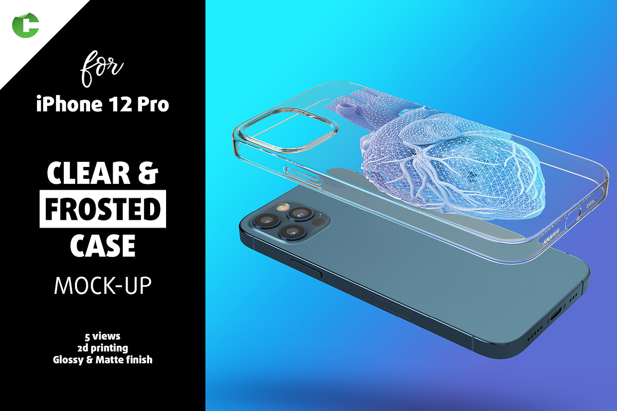 iPhone 12 pro Clear & Frosted case, an iPhone Mockup by Colatudo Store (Photo 1 of 9)