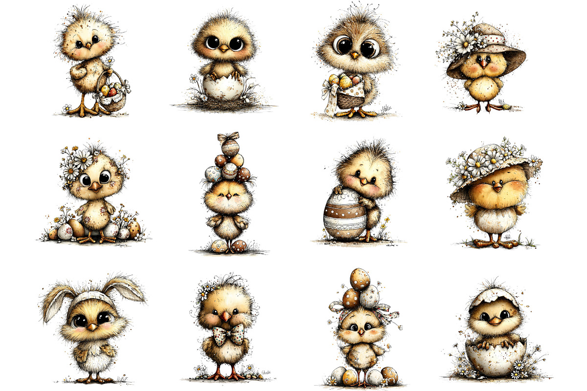 Easter Chicken Whimsical Clipart, an Illustration by Designking (Photo 3 of 5)