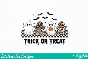 Trick Or Treat Cute Ghost Png, an Illustration by Watercolor design