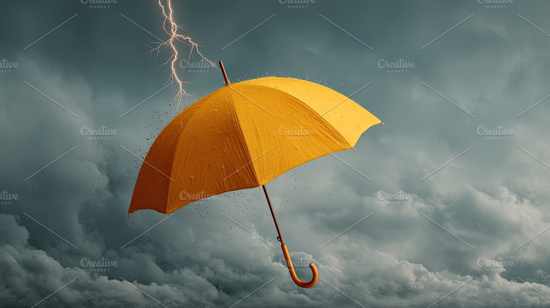 Yellow Umbrella in Storm, an Industrial Photo by Ales Munt