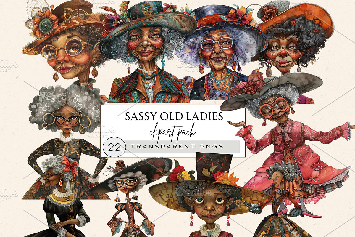 SASSY VICTORIAN OLD LADY CLIPART, a Person Illustration by Daring Digies (Photo 1 of 7)
