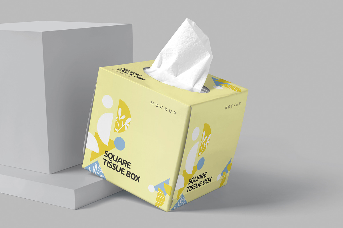 Square Tissue Box Mockups, a Packaging Mockup by DesignNeutrons (Photo 4 of 6)