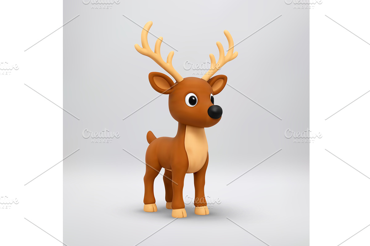 Cute cartoon deer with antlers., an Object Illustration by Abscent