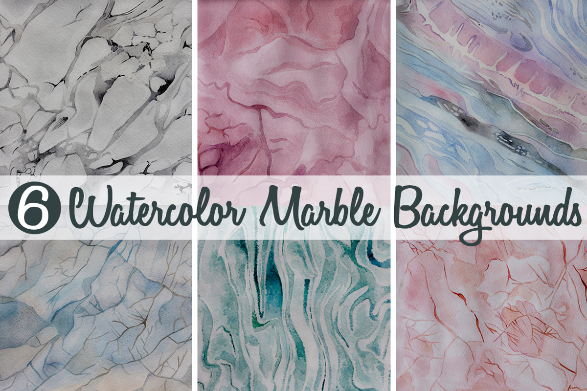 6 Watercolor Marble Backgrounds, a Texture Graphic by LidiaP (Photo 1 of 2)