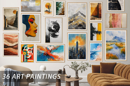 A set of abstract art paintings, a Decorative Illustration by DamonYang's shop