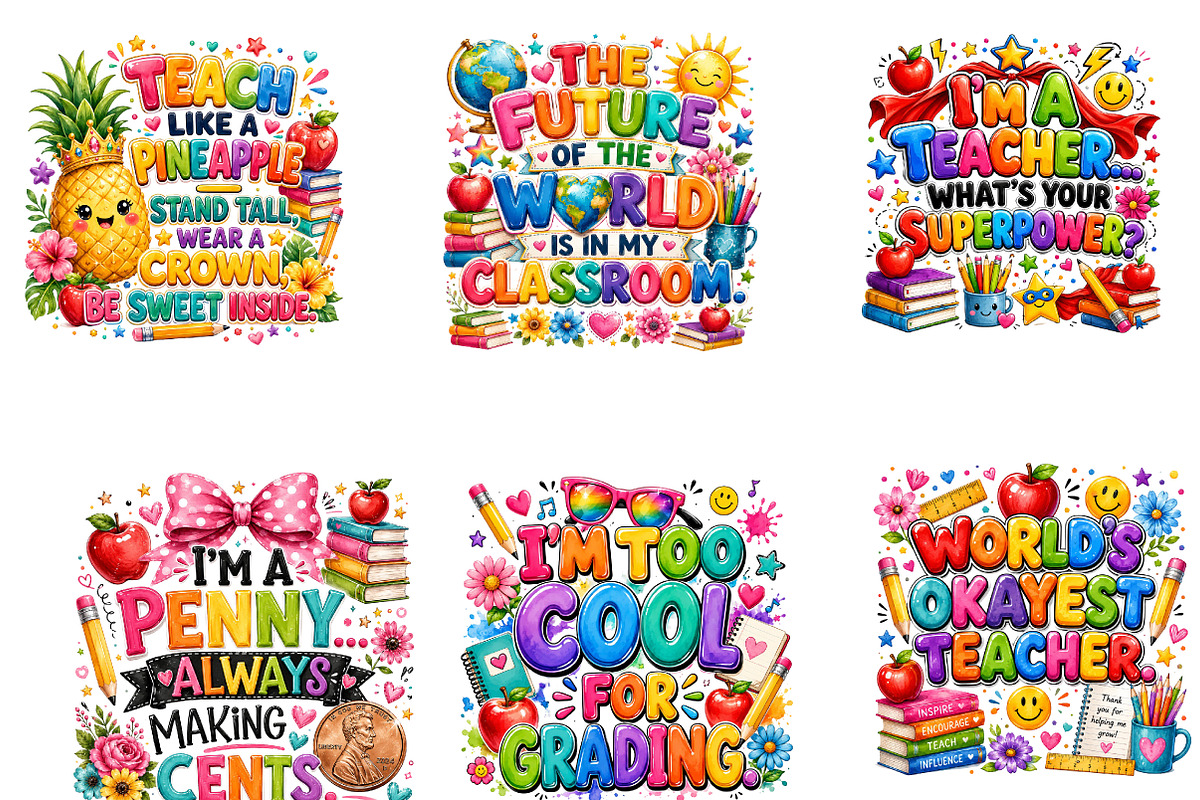 Colorful Teacher PNG Designs, a Seasonal Illustration by CreationArt (Photo 4 of 4)
