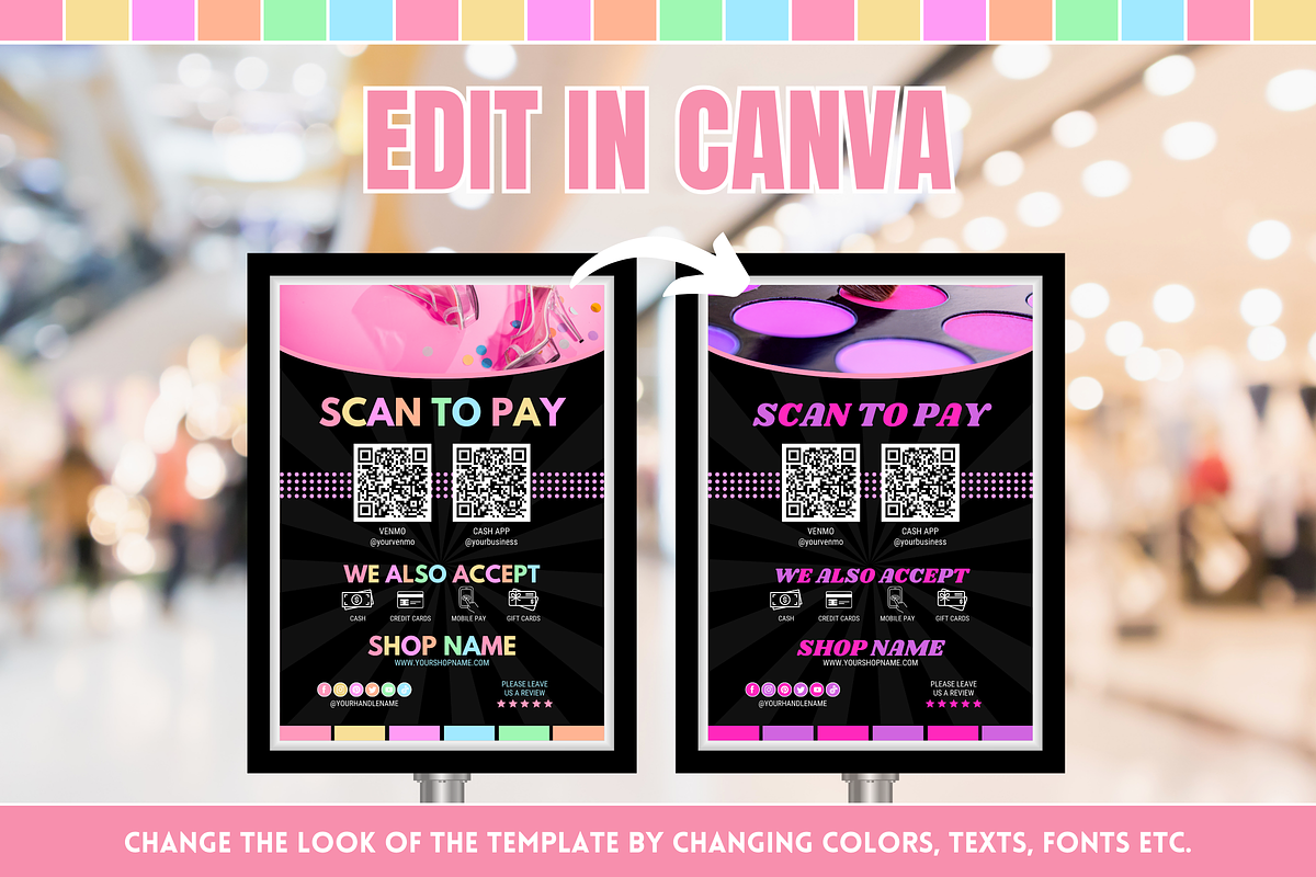 Pastel Neon Scan to Pay Sign, a Poster Template by SunshineStudioBoutique (Photo 6 of 11)