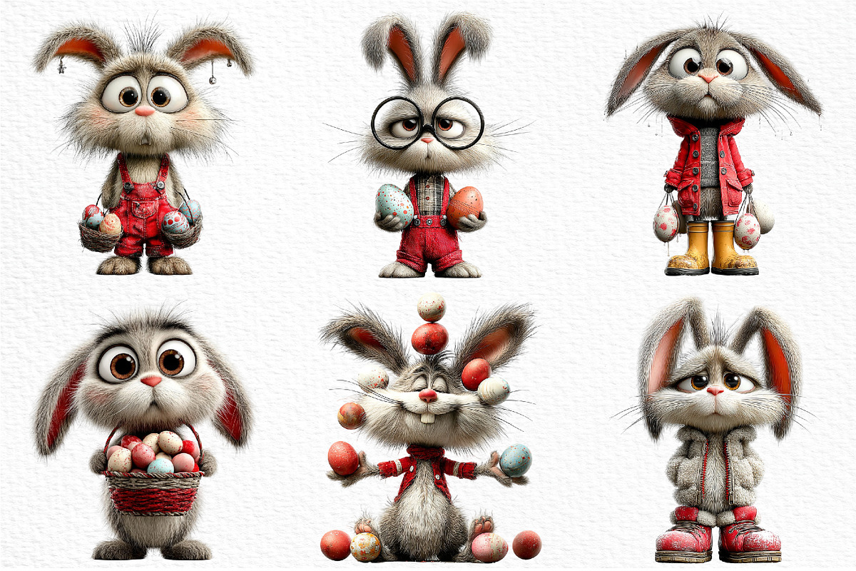 Quirky Easter Bunny Clipart Png, an Illustration by Craft Nest (Photo 4 of 11)