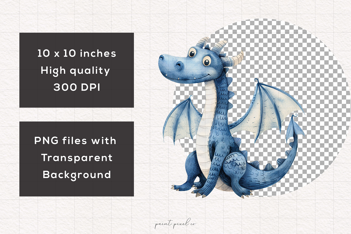 Quirky Dragon Clipart PNG, a Decorative Illustration by PaintPixelCo (Photo 2 of 7)