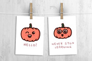 Kawaii Pumpkins. Sticker pack, a Texture Illustration by helgascandinavus (Thumbnail 2 of 7)