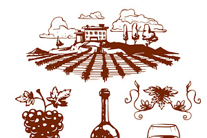 Vinery grape agriculture vector, a Food Illustration by Vectorstockersland