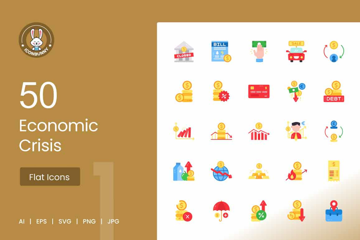 Economic Crisis Flat Multicolor Icon, an Icon by IconBunny (Photo 1 of 2)