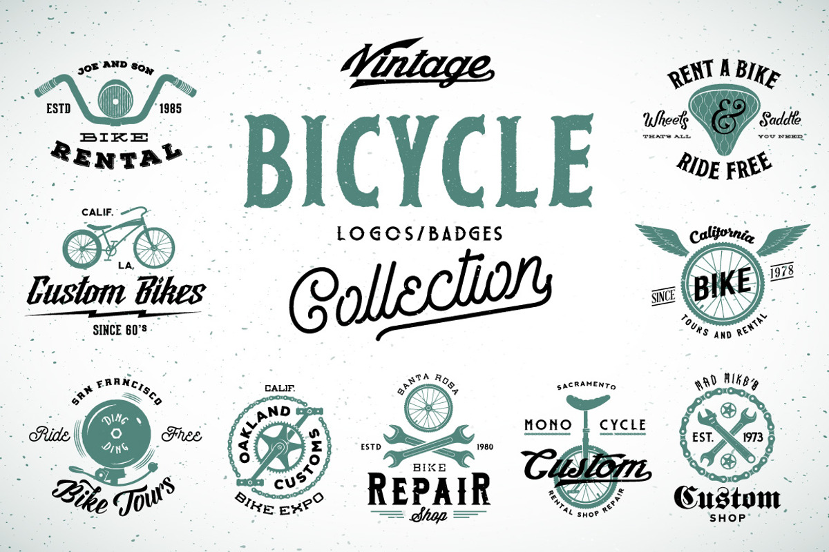 9 Vintage Bicycle Logos/Badges Set, a Branding & Logo Template by Createvil (Photo 1 of 5)