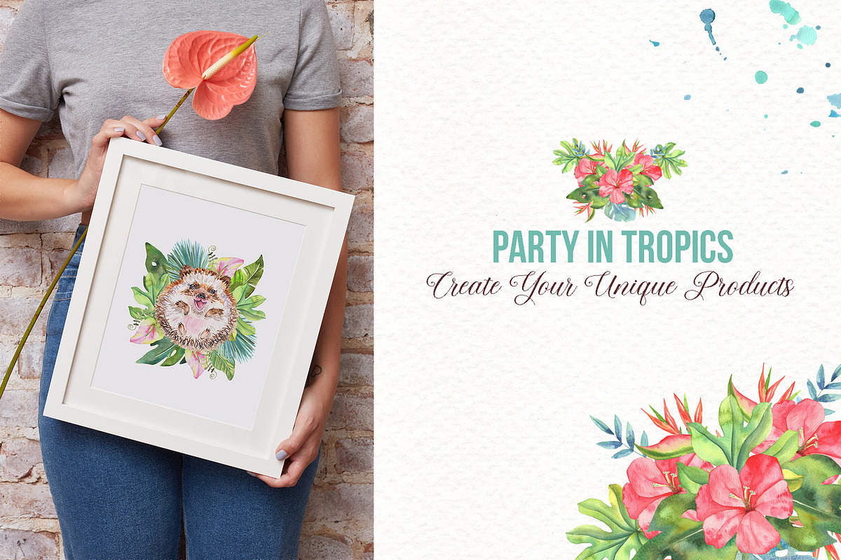 Watercolor Tropical Party, an Animal Illustration by TanataDesign (Photo 12 of 13)