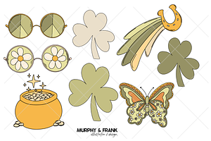 Retro St Patricks Day Groovy Clipart