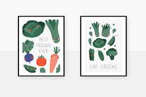 Eat Green - Cute Cartoon Vegetables