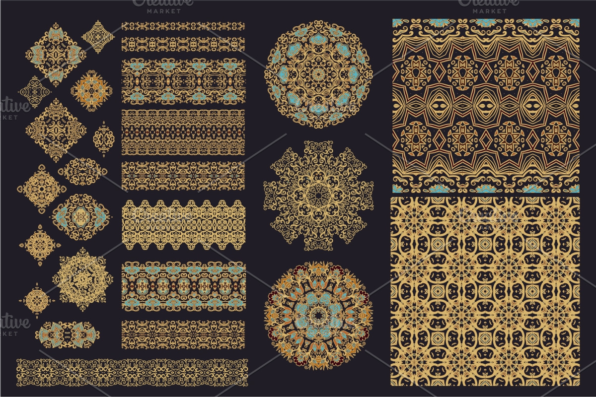 Big vector pack (borders, rosettes), a Decorative Illustration by Dainia (Photo 2 of 2)
