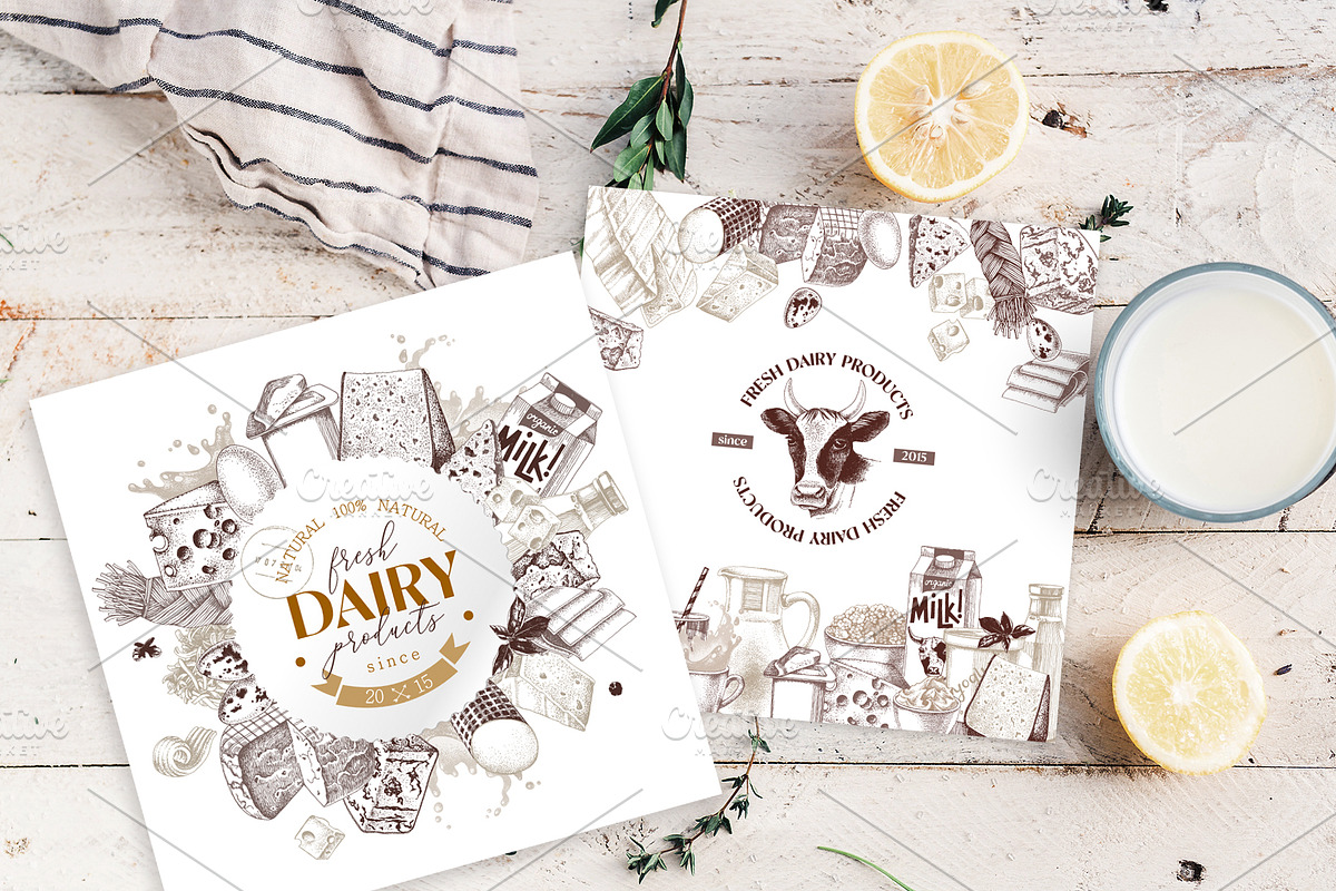 Farm fresh dairy products collection, a Food Illustration by handsketched (Photo 6 of 14)