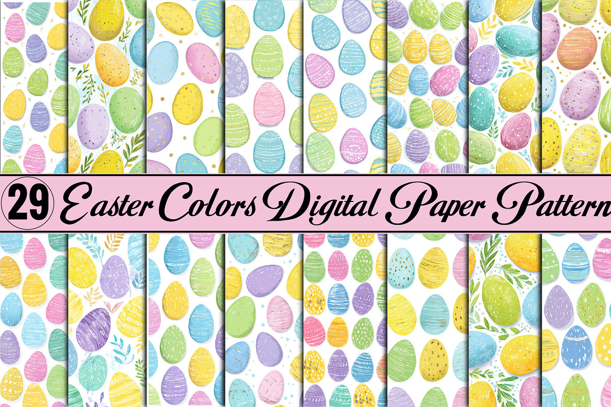 Easter Colors Digital Paper Pattern, a Pattern Graphic by SVGArt (Photo 1 of 8)