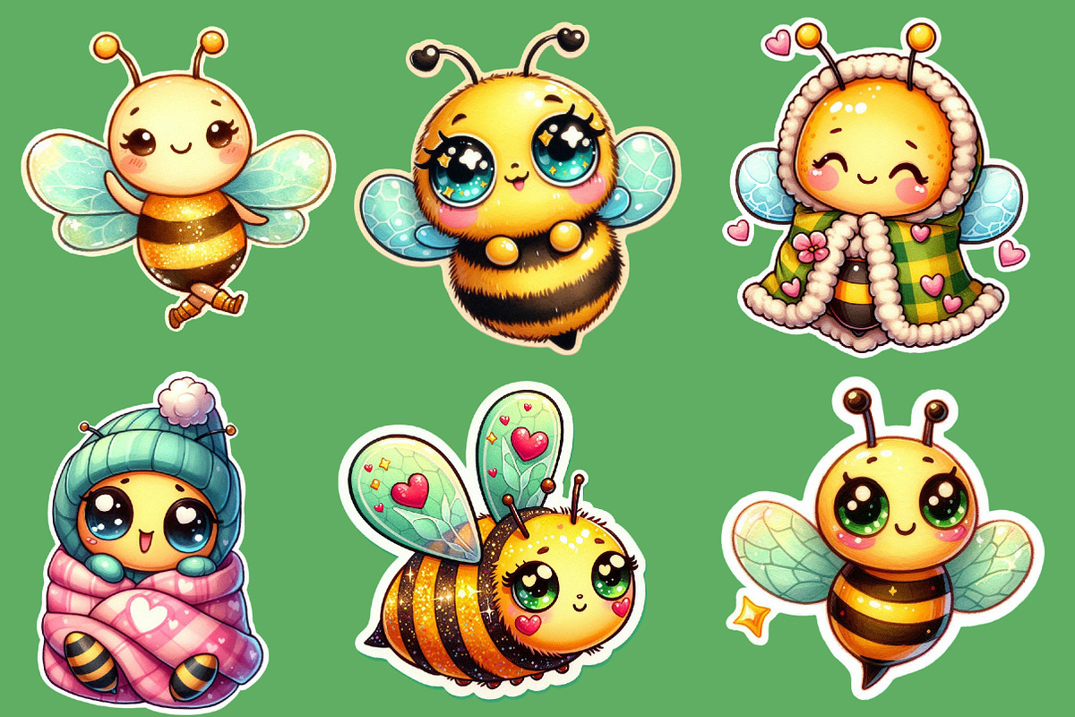 Kawaii Honey Bee Clipart Bundle, an Illustration by Designworld (Photo 2 of 5)