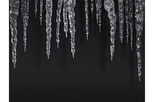 Transparent icicles frame on black, an Environmental 3D Model by Marozhkastudio