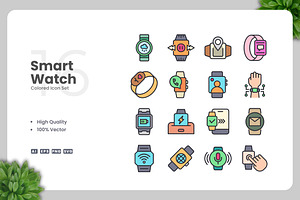 Smartwatch Colored Icons, an Icon by Upnowgraphic