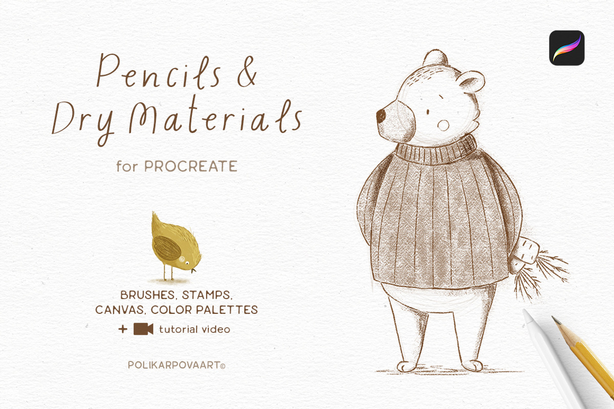 Pencils brushes & canvas Procreate, a Brush Add-On by polikarpovaart (Photo 1 of 16)