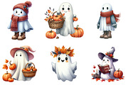 Ghost Fall Halloween Watercolor Clip, an Illustration by DreamArtGraphic (Thumbnail 3 of 5)