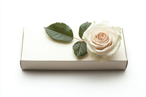 Elegant cream rose on a gift box del, a Background Photo by Pixeness Studio