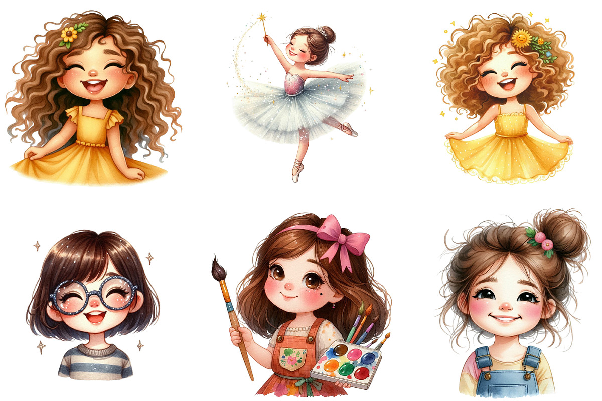 Cute Gril of Happy Face  Clipart, an Illustration by DreamArtGraphic (Photo 6 of 7)